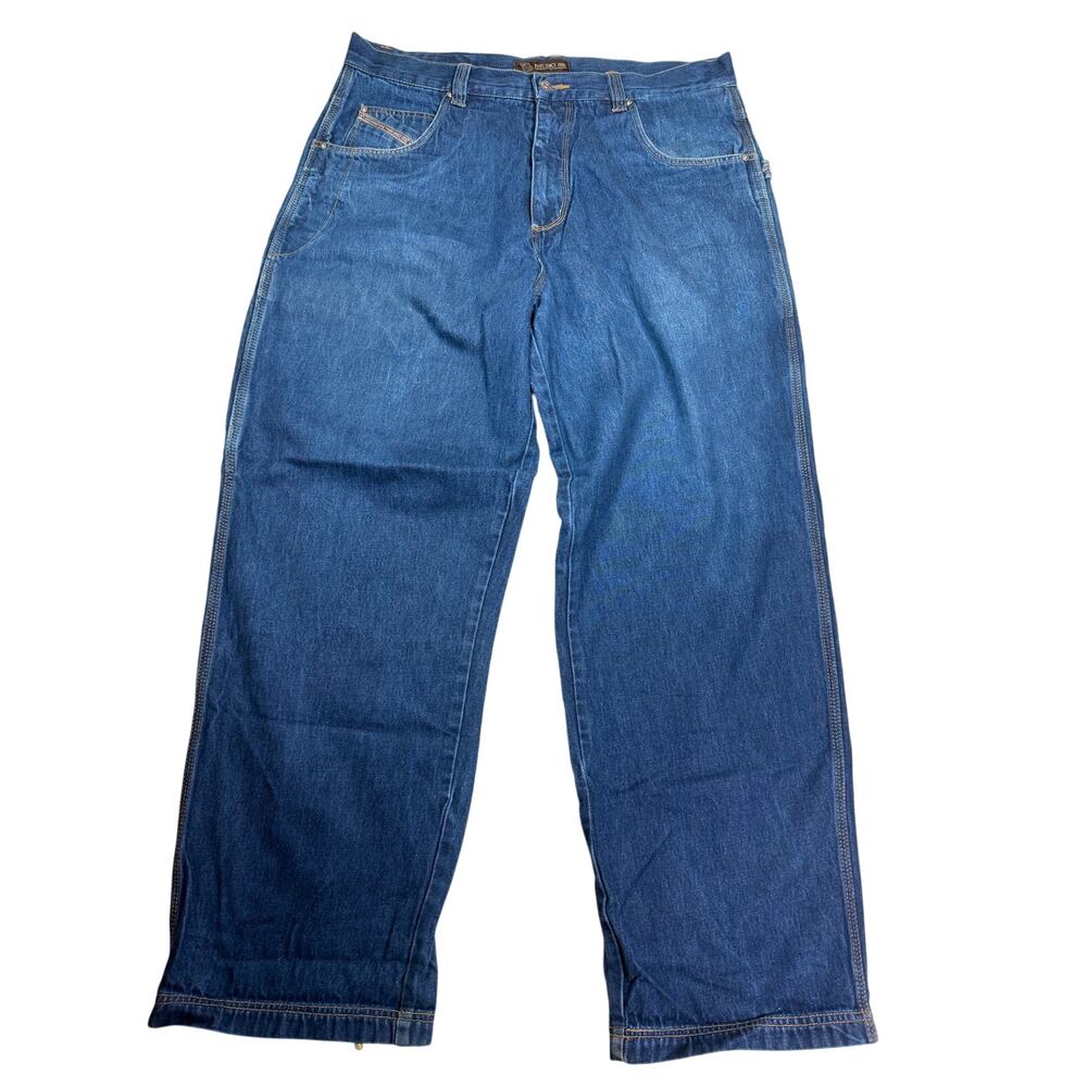 FUBU Men’s 38 Baggy Wide Leg Jeans Y2K Hip Hop Varsity Collection Denim